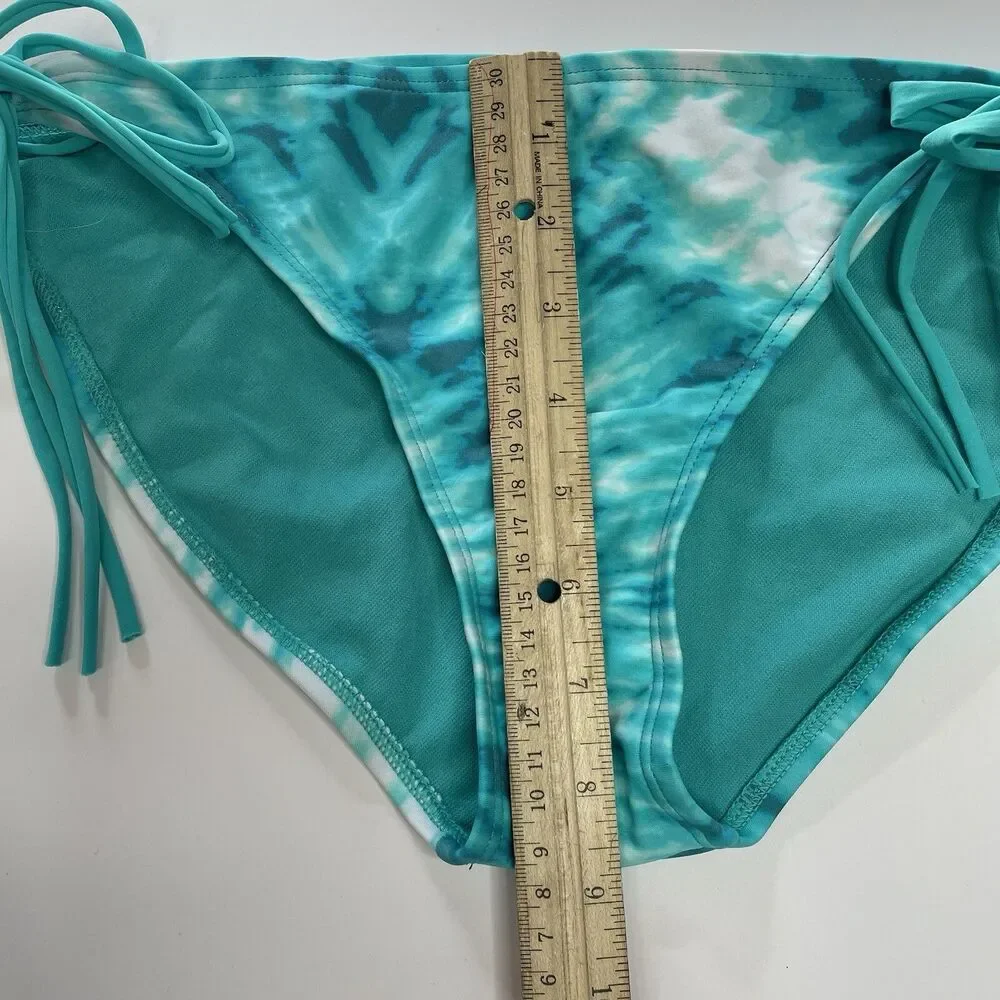 Arizona Jeans Co. Bikini Bottoms Turquoise & White Tie-dye Juniors Size Large